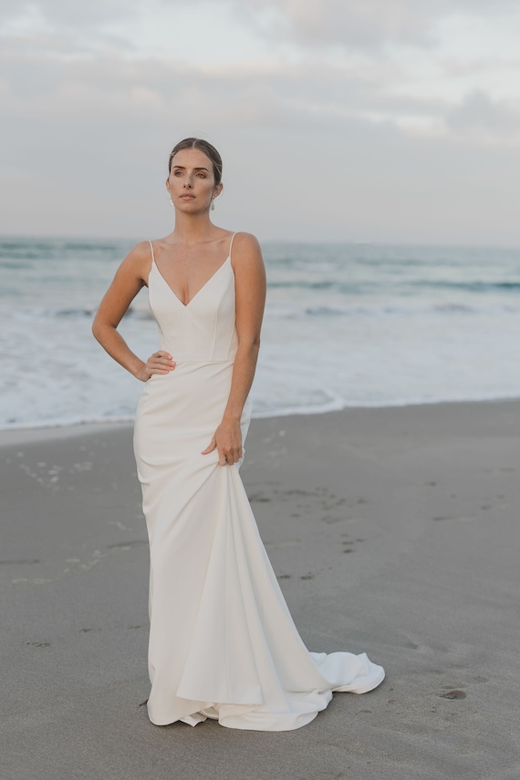 classy fitted wedding dresses Ladivine CC0688W Fitted Bridal Gown Strapless Plunging Neckline Off White / 12