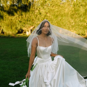 Ophelia Gown - Basque waist silk wedding gown with bow