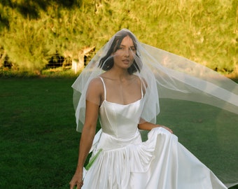 Ophelia Gown - Basque waist silk wedding gown with bow