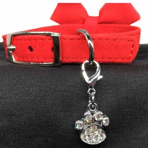 Crystal Paw Print Charm: Sterling Silver Plated Pet Collar Accessory