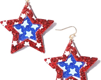 Pendientes de estrella brillante: joyas patrióticas con la bandera de EE. UU.