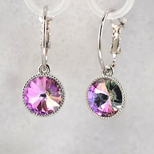 Swarovski Element Hoop Leverback 1 1/4 in Available in several colors