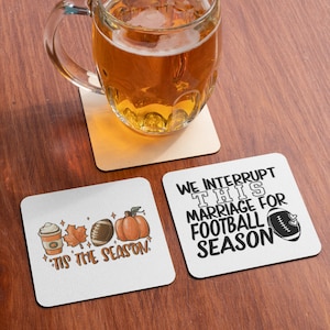 Football Coasters: Personalized Photo Coasters, Anti-Slip Rubber Base