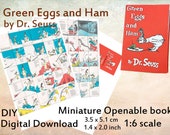 Doll mini book with 60 pages, Diy miniature book Green eggs and Ham, dollhouse 1 6 1 4 scale, BJD, Blythe, Barbie, printable miniature