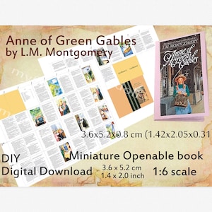 DIY Doll mini book with 46 pages "Anne of Green Gables", digital download, dollhouse 1:6 1/4 scale, Blythe, doll room