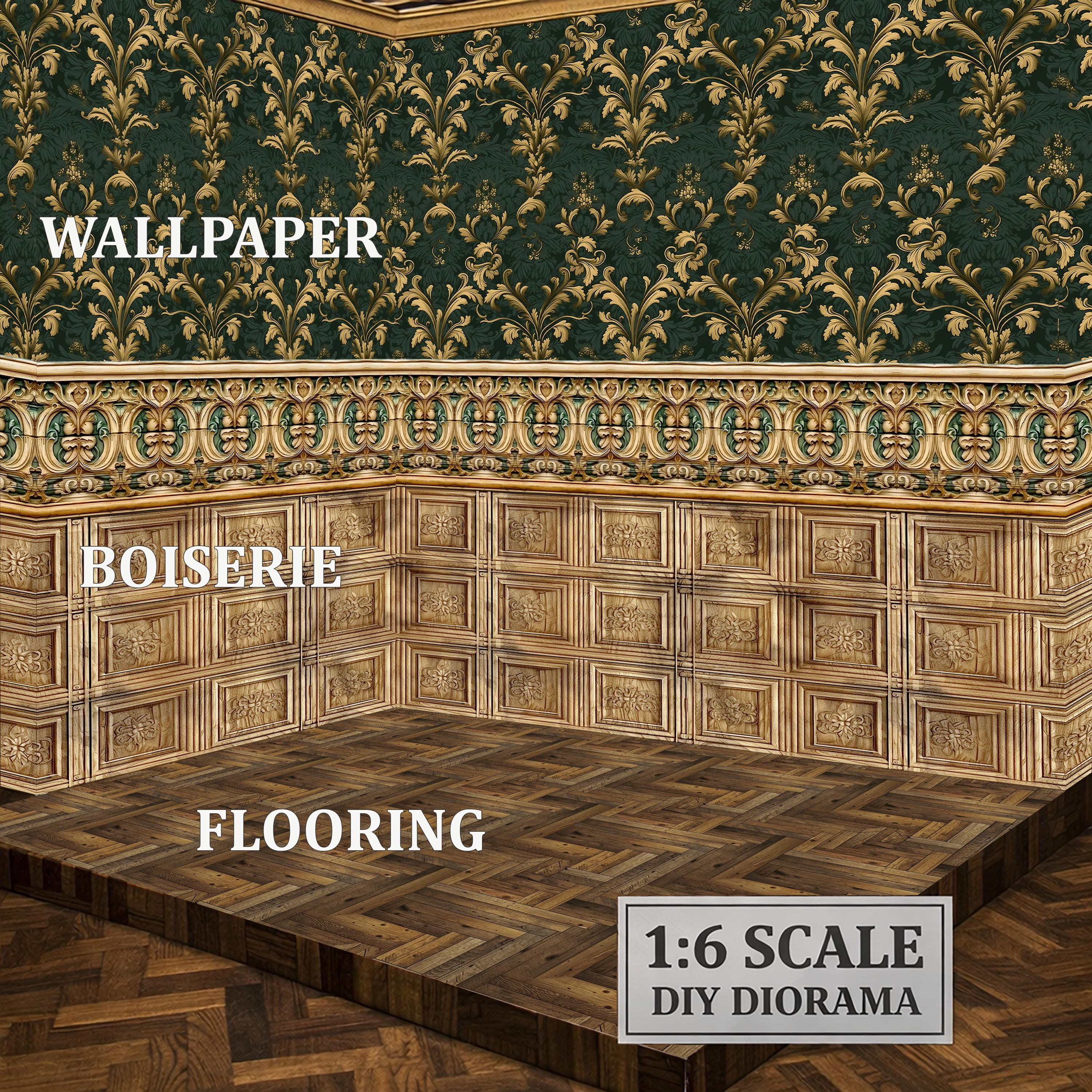 Victorian Dollhouse Room Backdrop - Seamless Wallpaper, Boiserie ...