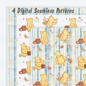 Classic Winnie the Pooh Seamless Pattern: Piglet Digital Paper for Fabric & Gift Wrap
