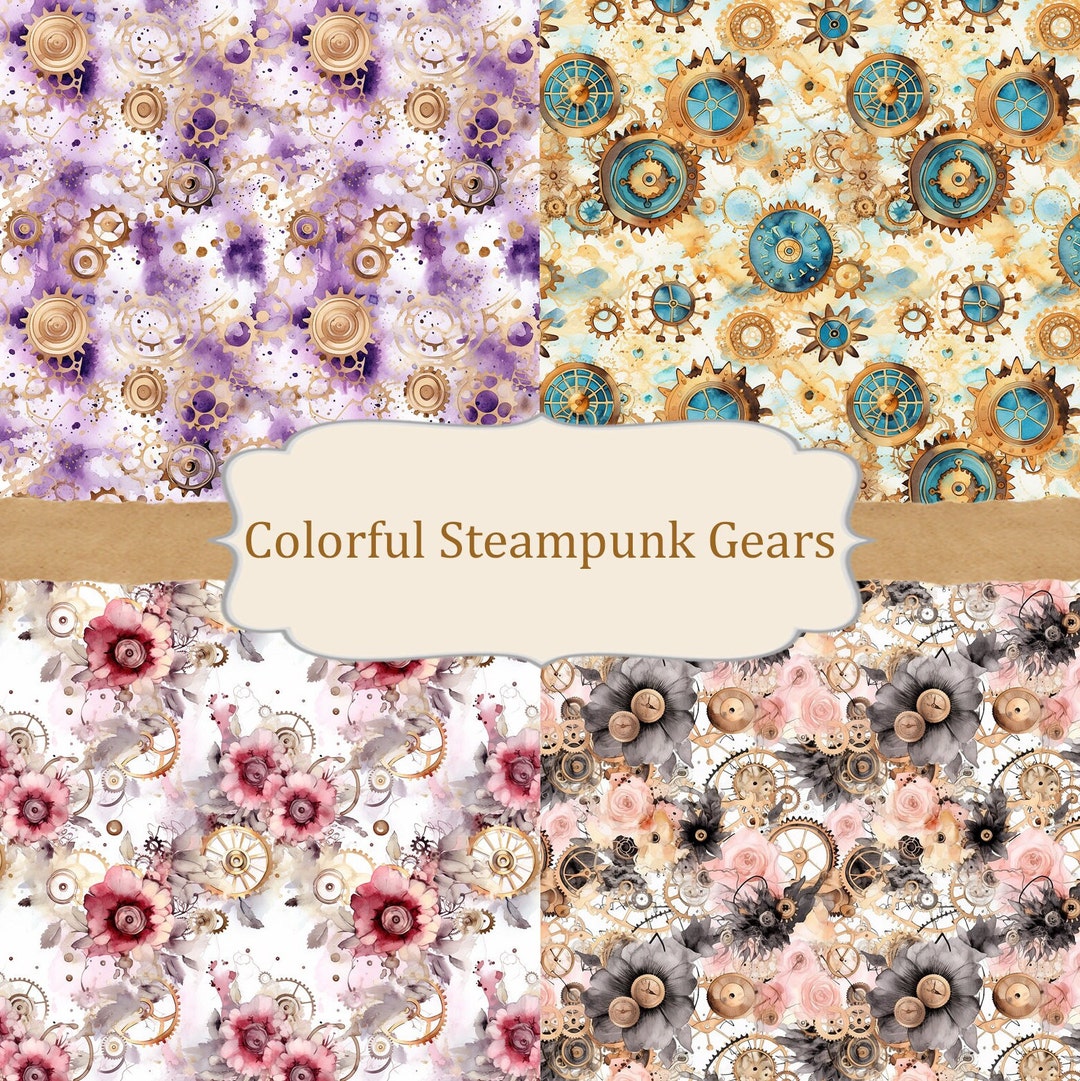 20 Steampunk Digital Seamless Pattern With Golden Gears - Etsy
