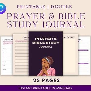 Prayer And Bible Study Journal Printable | Bible Study Guide | Gratitude Journal | Digital Bible Study Journal | Reflection Notes