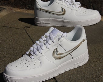 Custom Nike Air Force 1 chrome Swoosh Unique and - Etsy