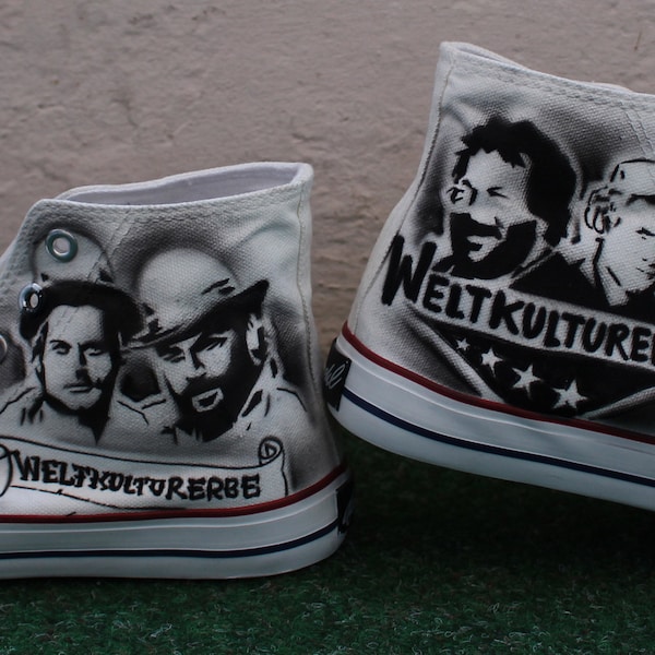 Custom Dac Crew Airbrush Canvas Sneaker Bud Spencer & Terence Hill sur le thème * UNIQUE * PRIX SPÉCIAL !!!!