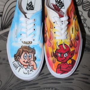 Custom Airbrush Vans Authentic &quot;Angel & Devil&quot; handpainted Sneaker Art