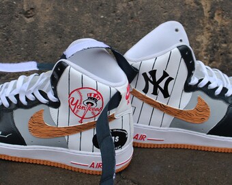 NY Yankees test 1 High Top Air Jordan Custom Name - Freedomdesign