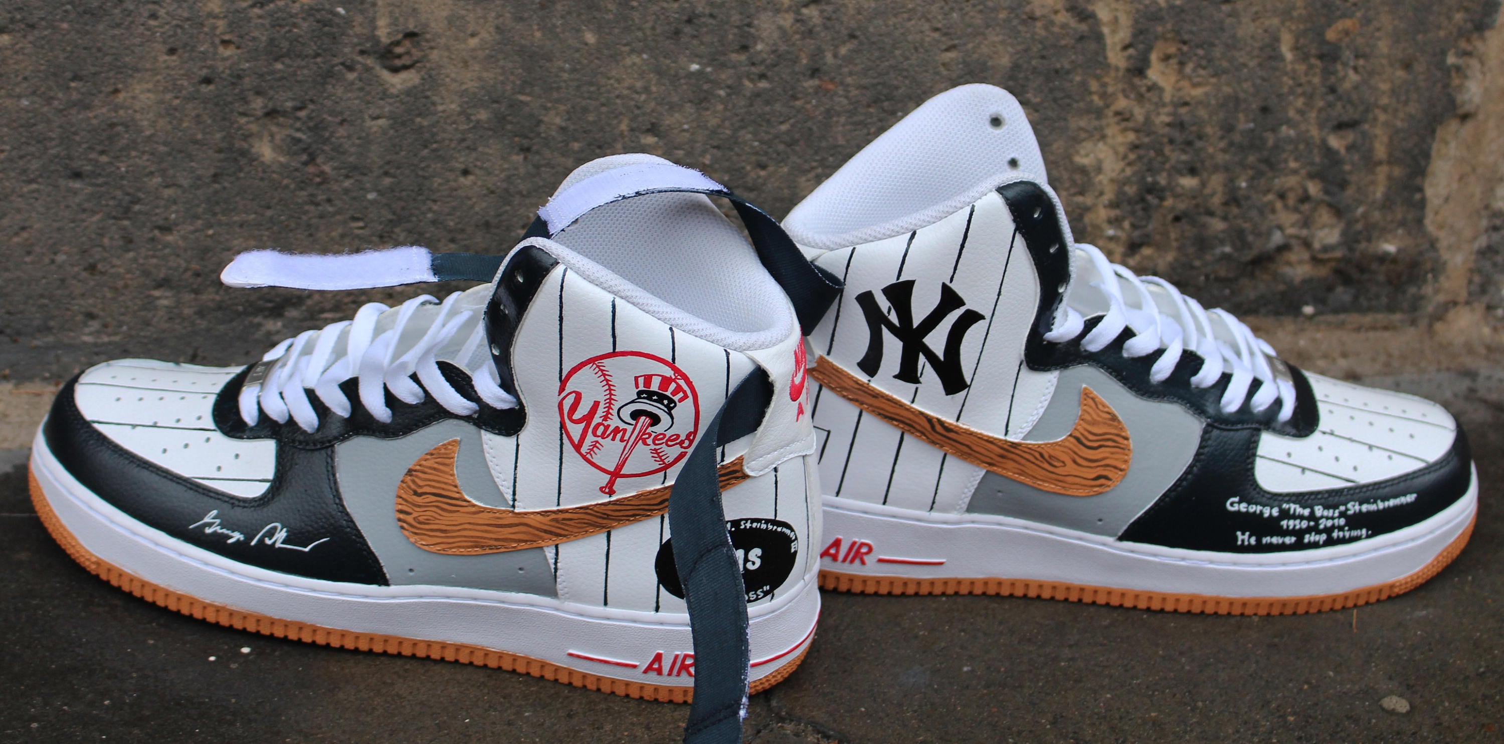 Custom Painted Nike Air Force 1 High ny Yankees | Etsy