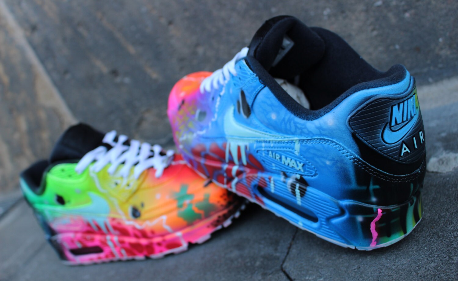 welzijn zonde weggooien Nike Air Max 90 Blue Galaxy Style Painted Custom Shoes Sneaker - Etsy