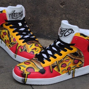 Custom Dac Crew Hightops &quot;Pizza&quot; special edition handpainted Sneaker Art