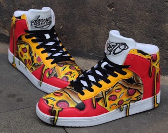 Custom Dac Crew Hightops "Pizza" special edition handpainted Sneaker Art