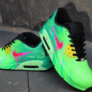 Zapatillas Nike Air Max 90 Poison Green personalizadas, pintadas a mano, estilo *UNIKAT*, con aerógrafo imagen 2