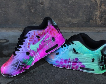 Aangepaste Nike Air Max 90 Funky Galaxy Kleuren Graffiti - Etsy Nederland