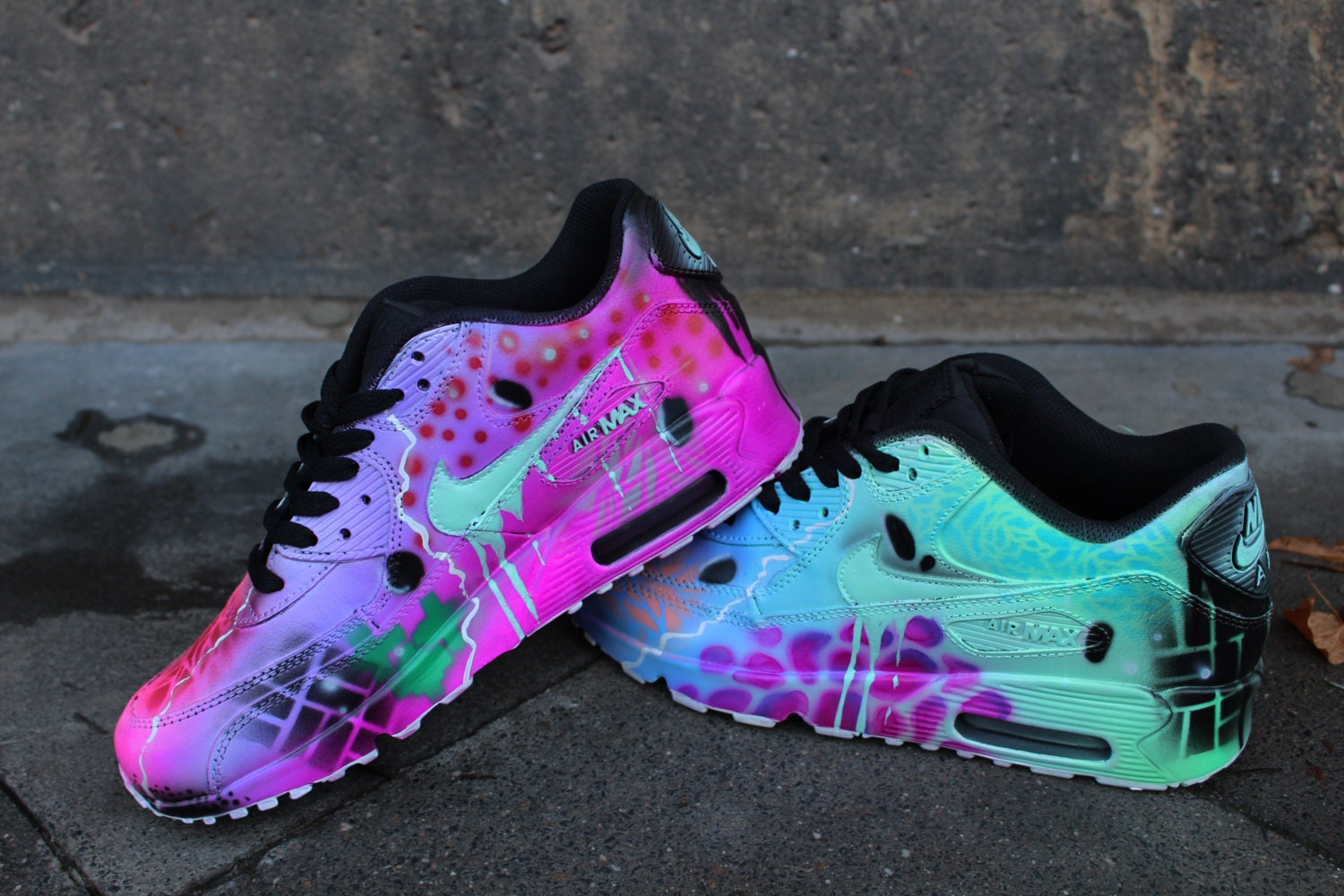 Seminarie Carrière Papa Custom Nike Air Max 90 Funky Galaxy Colors Graffiti Airbrush - Etsy