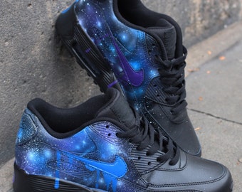 custom nike air max 90 blue galaxy sneaker airbrush graffiti