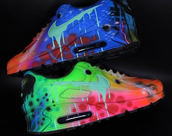 Custom Nike Air Max 90 "Colourful Galaxy" kicks unique and handpainted sneaker art