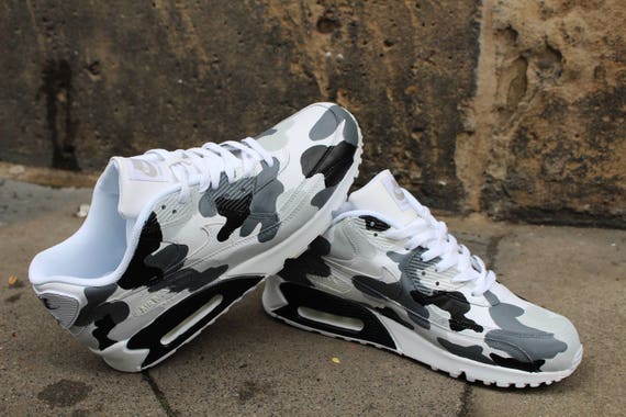 Custom Painted Leather Nike Air Max 90 camouflage Black 