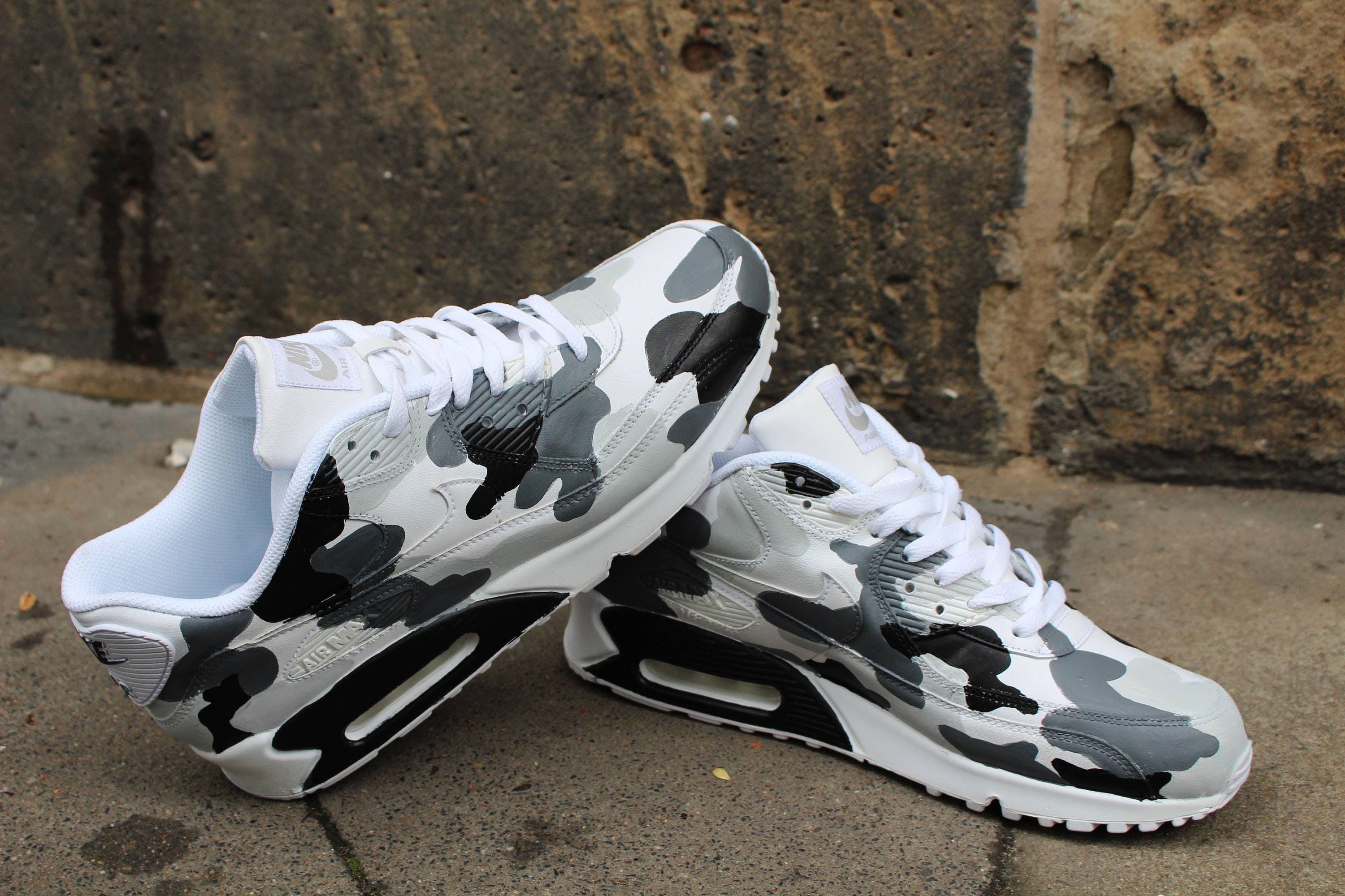 Nike Air Max 90 Black Leather Custom Sneakers