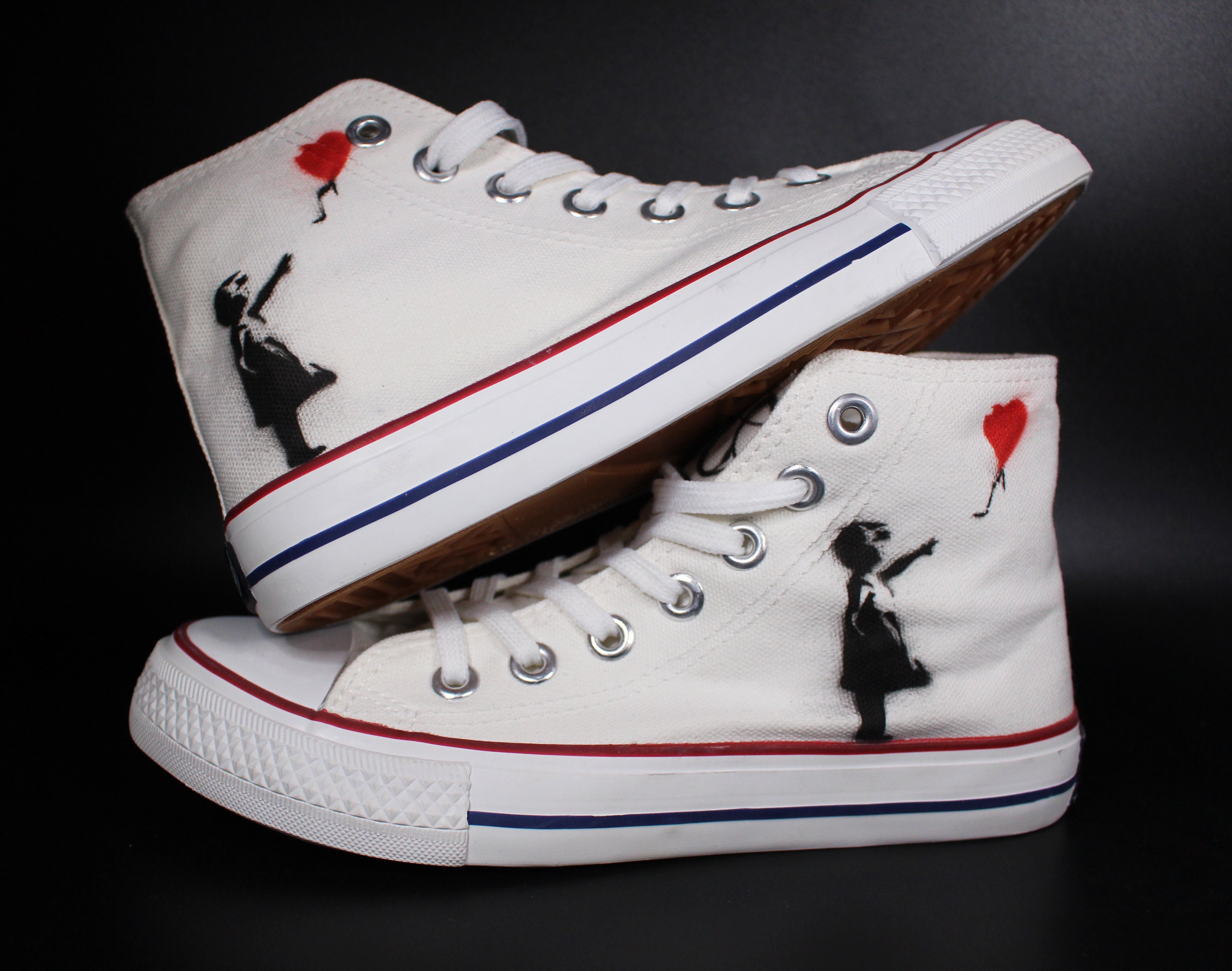 Custom Dac Canvas Sneakers banksy Ballon - Etsy