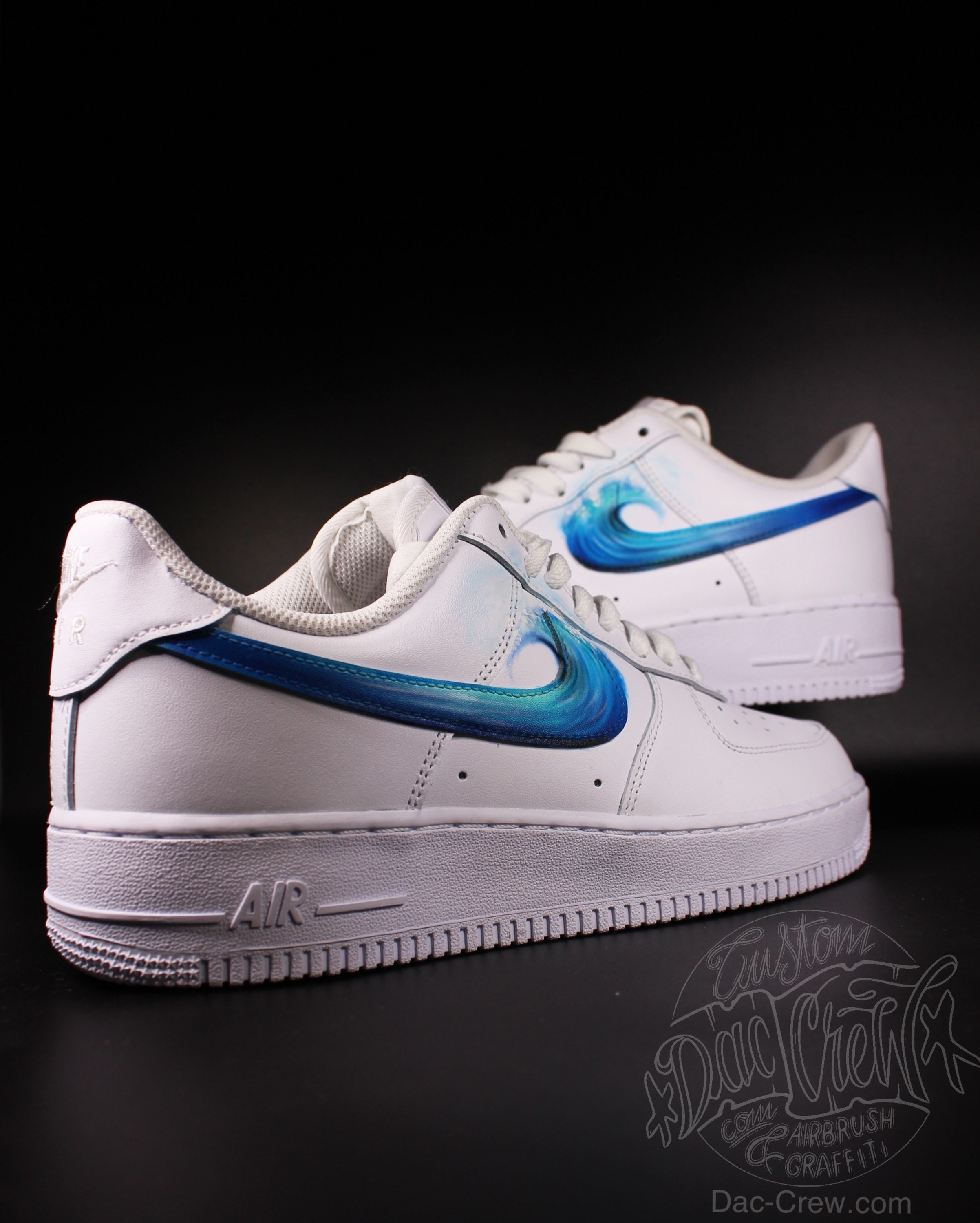 Custom Hand Painted Wave Splash Swoosh Nike Air Force 1 Low – B