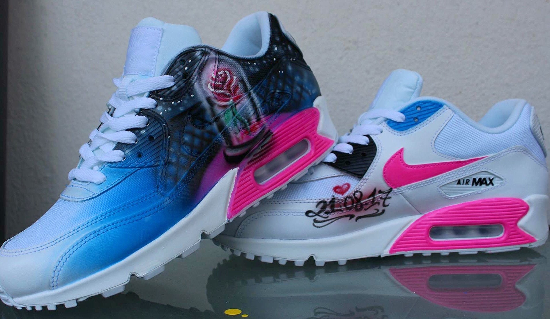 Op maat geschilderde Nike Air Max 90 Cloudy pastel Dream Art -   Nederland