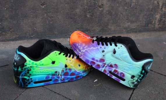 Custom Nike Air Max 90 Funky Galaxy Colors Graffiti Airbrush Sneaker Art UNIKAT Shoes