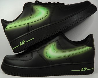 nike black and fluro green air force 1 jester trainers