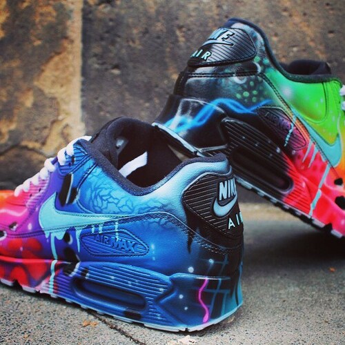 Nike Air Max 90 Blue Galaxy Style Painted Custom Shoes Sneaker