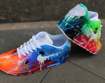 Custom Airbrush Nike Air Max 90 White Drip Galaxy Style "Unikat" Sneaker