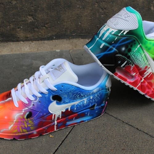 custom nike air max 90 blue galaxy sneaker airbrush graffiti