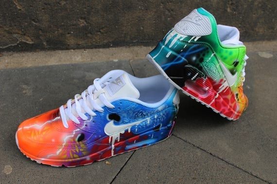 Custom Airbrush Nike Air Max 90 White Drip Galaxy Style | Etsy image 0