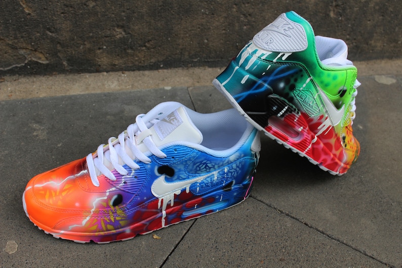Custom Airbrush Nike Air Max 90 White Drip Galaxy Style "Unikat" Sneaker image 1