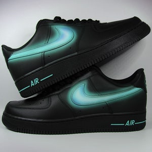 Custom Nike Air Force 1 “mint glow Swoosh” unique and handpainted sneaker