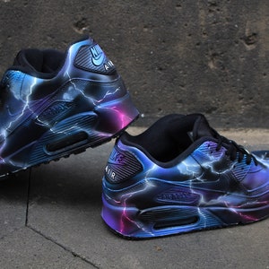 Custom Airbrush Nike Air Max 90 "Thunderstorm" Design Sneaker Art