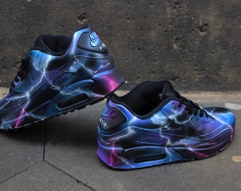 Nike Air Max 90 Blue Galaxy Style Painted Custom Shoes Sneaker 