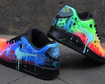 Custom Nike Air Max 90 "Blue Galaxy Black Midsole" Unique and handpainted graffiti Sneakers