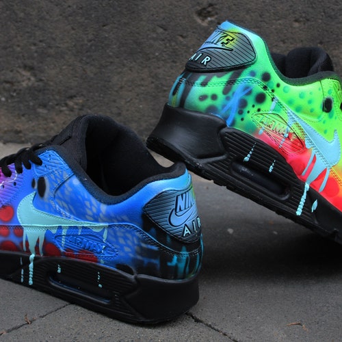 Nike Air Max 90 Blue Galaxy Style Painted Custom Shoes Sneaker - Etsy