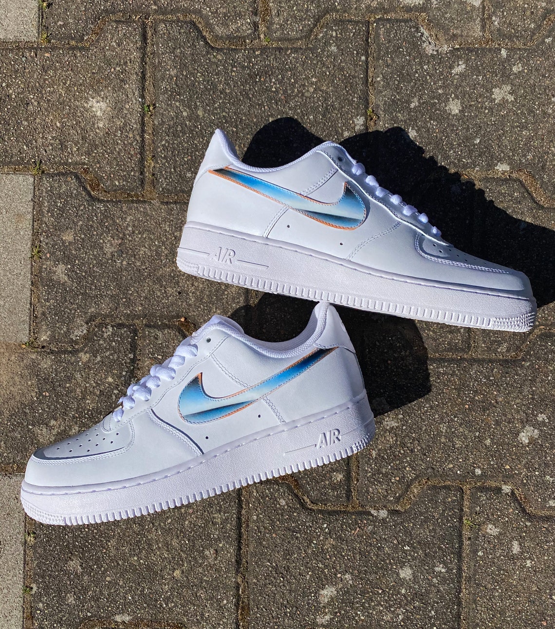 Custom Nike AIR FORCE 1 Chrome Effect Swoosh | Etsy