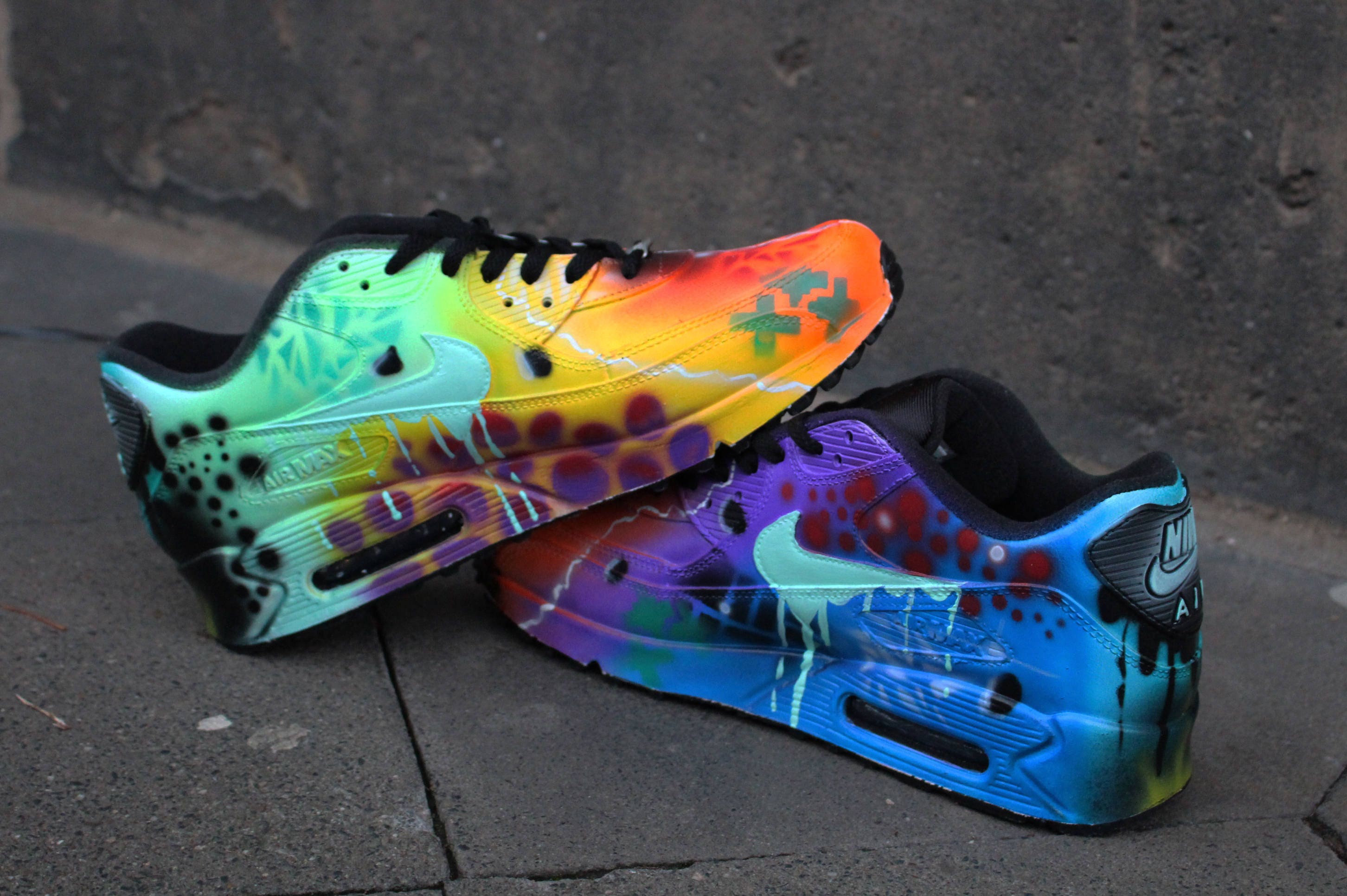 nike air max 90 blue galaxy style painted