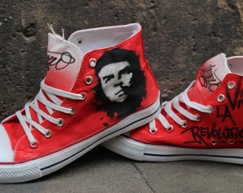 Custom Dac Crew Canvas Sneakers "Che Guevara" unique handpainted Shoes