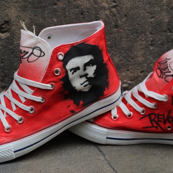 Custom Dac Crew Canvas Sneakers "Che Guevara" unieke handgeschilderde schoenen