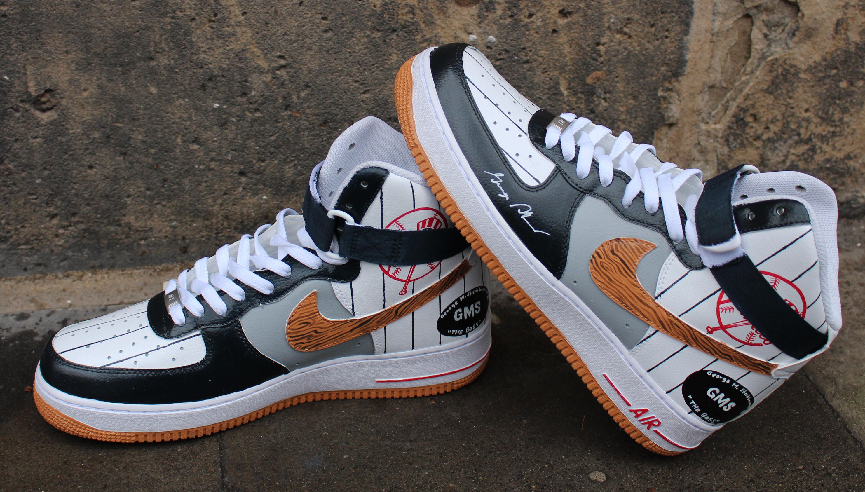 Custom Painted Nike Air Force 1 High ny Yankees | Etsy