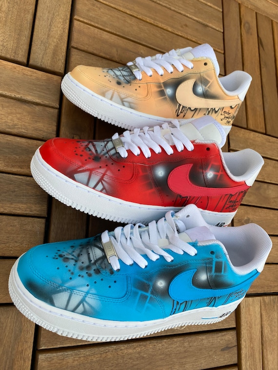 Custom Nike Air Force 1 “red Abstract” Unique and Handpainted
