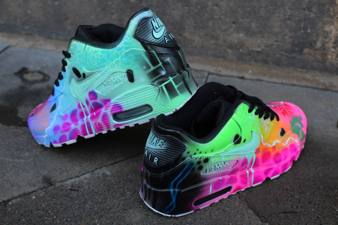 Custom Nike Air Max 90 Funky Galaxy Colors Graffiti Airbrush Sneaker Art UNIKAT Shoes